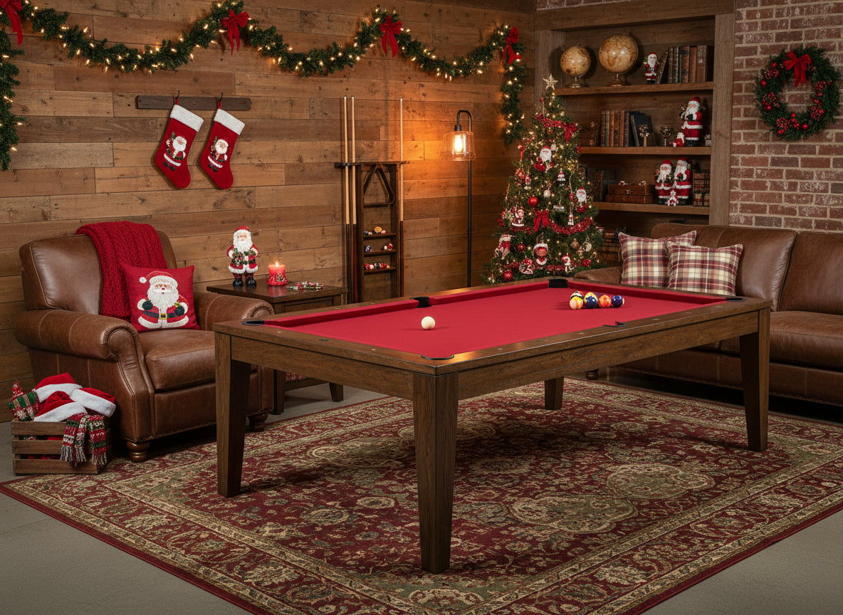 Brunswick The Loft 8 ft pool table in Nutmeg in a holiday game room