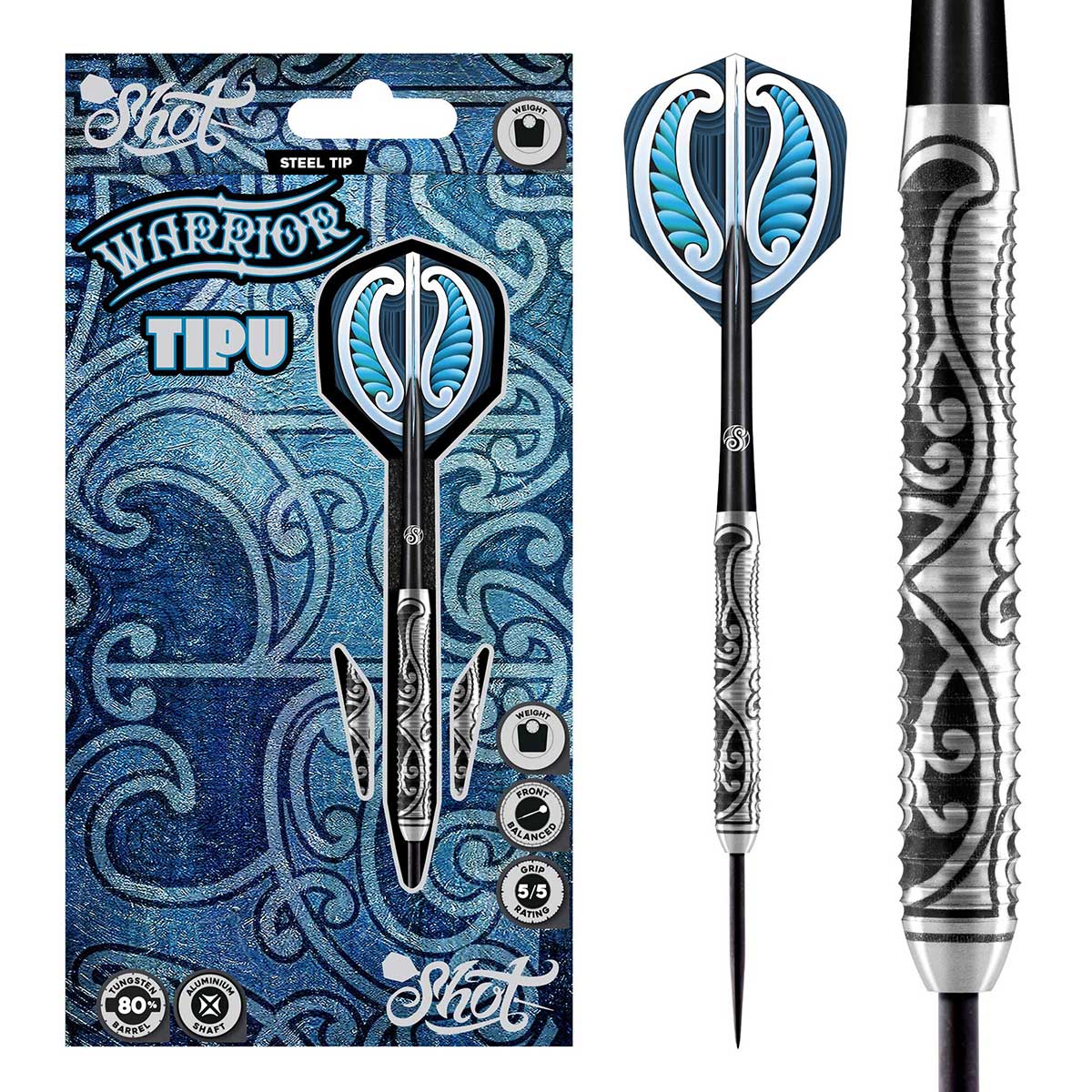 Shot Warrior Tipu 80% Tungsten Steel Tip Dart Set