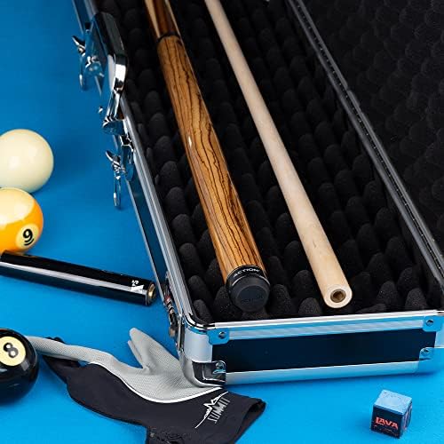 Action ACBX21 box cue case open on a pool table with cue and accessories