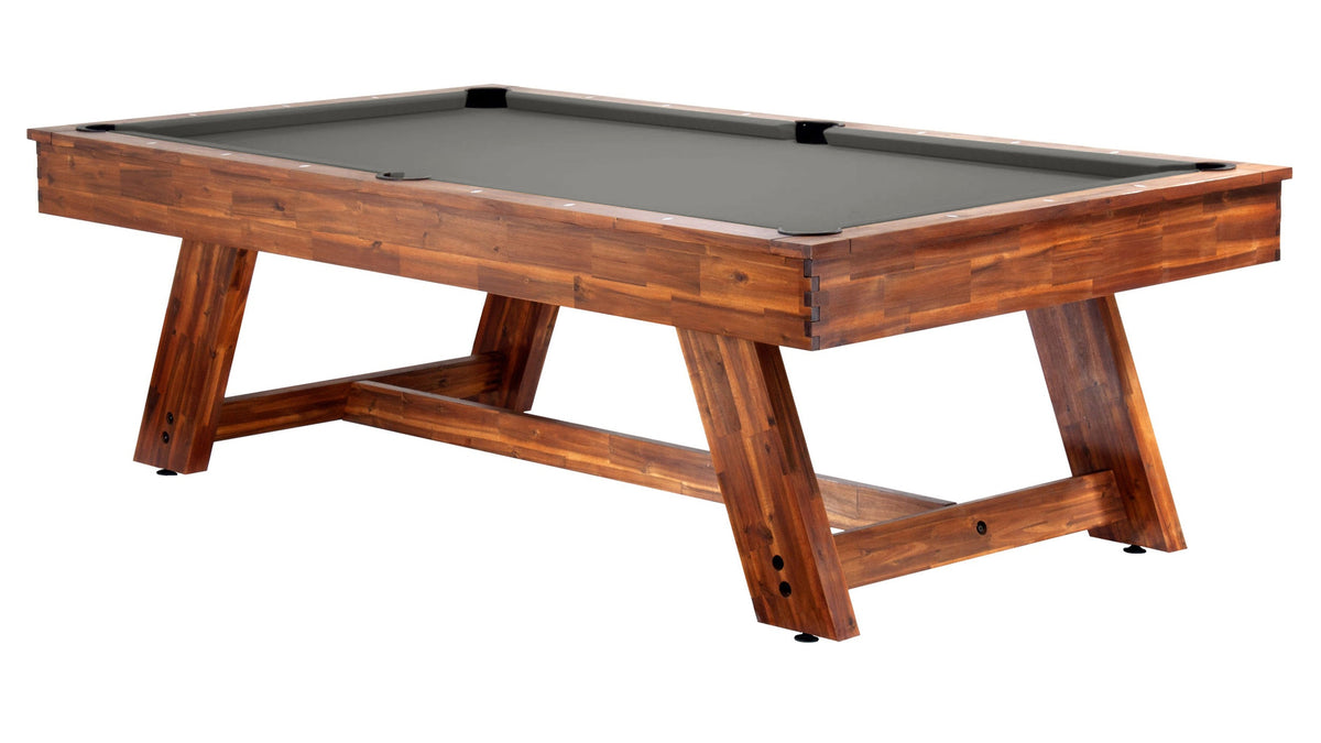 Legacy Barren Outdoor Pool Table in Natural Acacia with Charcoal outdoor cloth