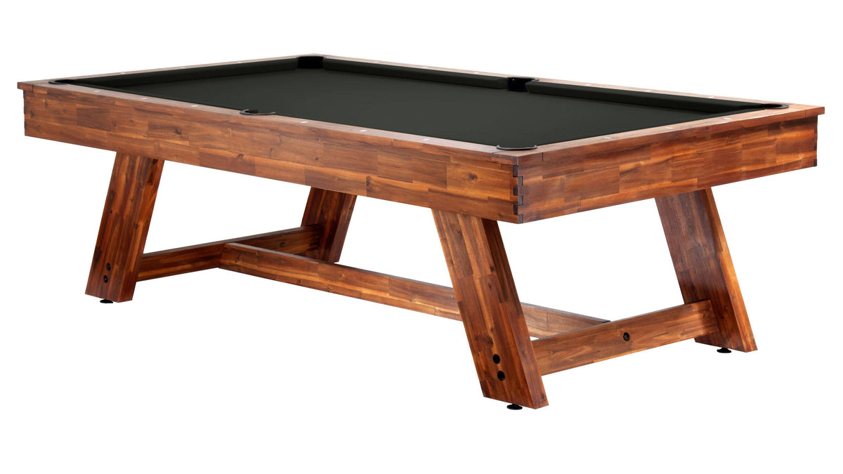Legacy Barren Outdoor Pool Table in Natural Acacia with Jet Black outdoor cloth
