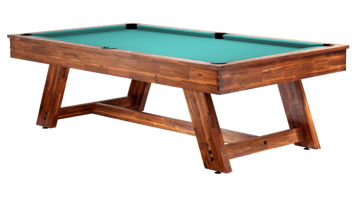 Legacy Barren Outdoor Pool Table in Natural Acacia with Pool Aqua outdoor cloth