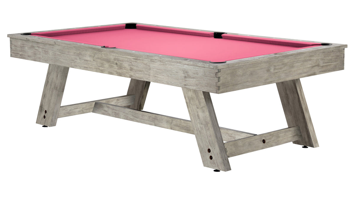Legacy Barren Outdoor Pool Table in Ash Grey with Hot Pink outdoor cloth