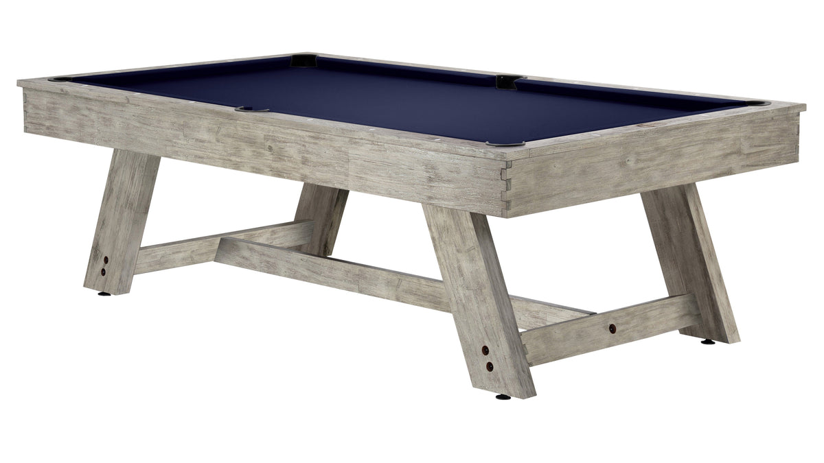 Legacy Barren Outdoor Pool Table in Ash Grey with Navy outdoor cloth