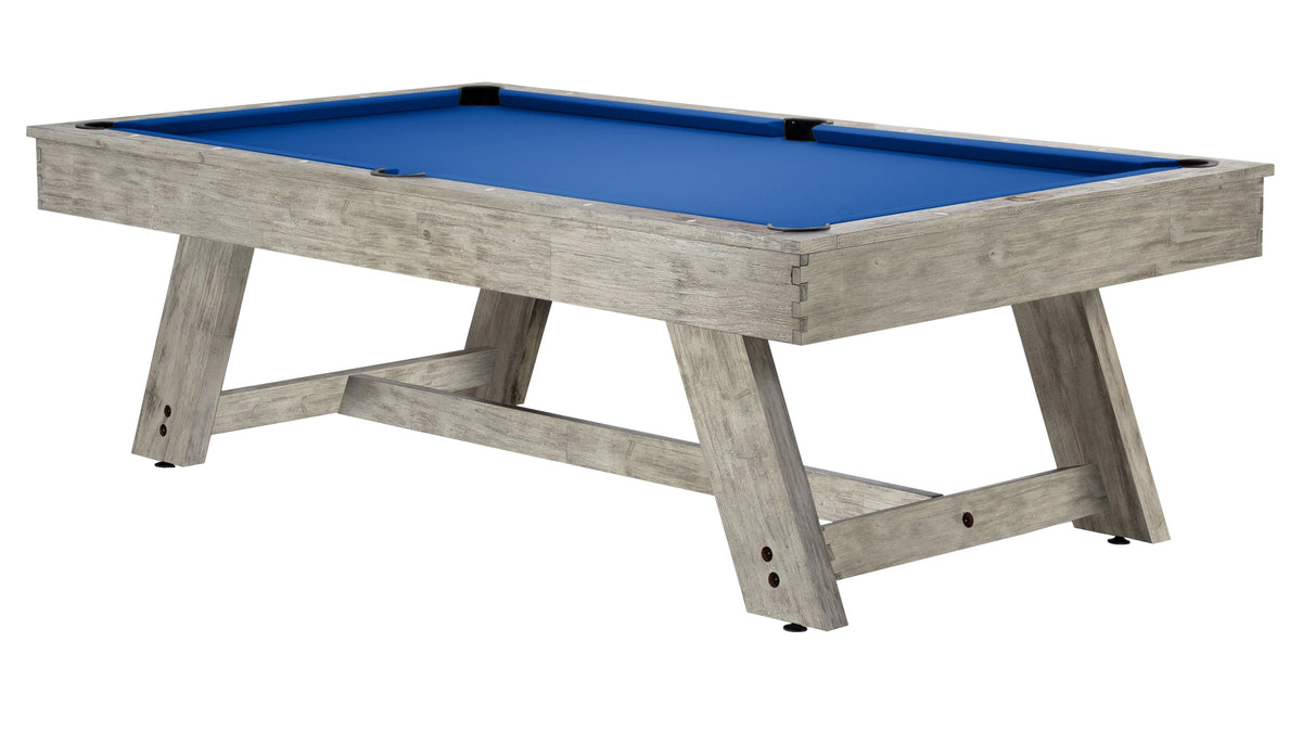 Legacy Barren Outdoor Pool Table in Ash Grey with Royal Blue outdoor cloth