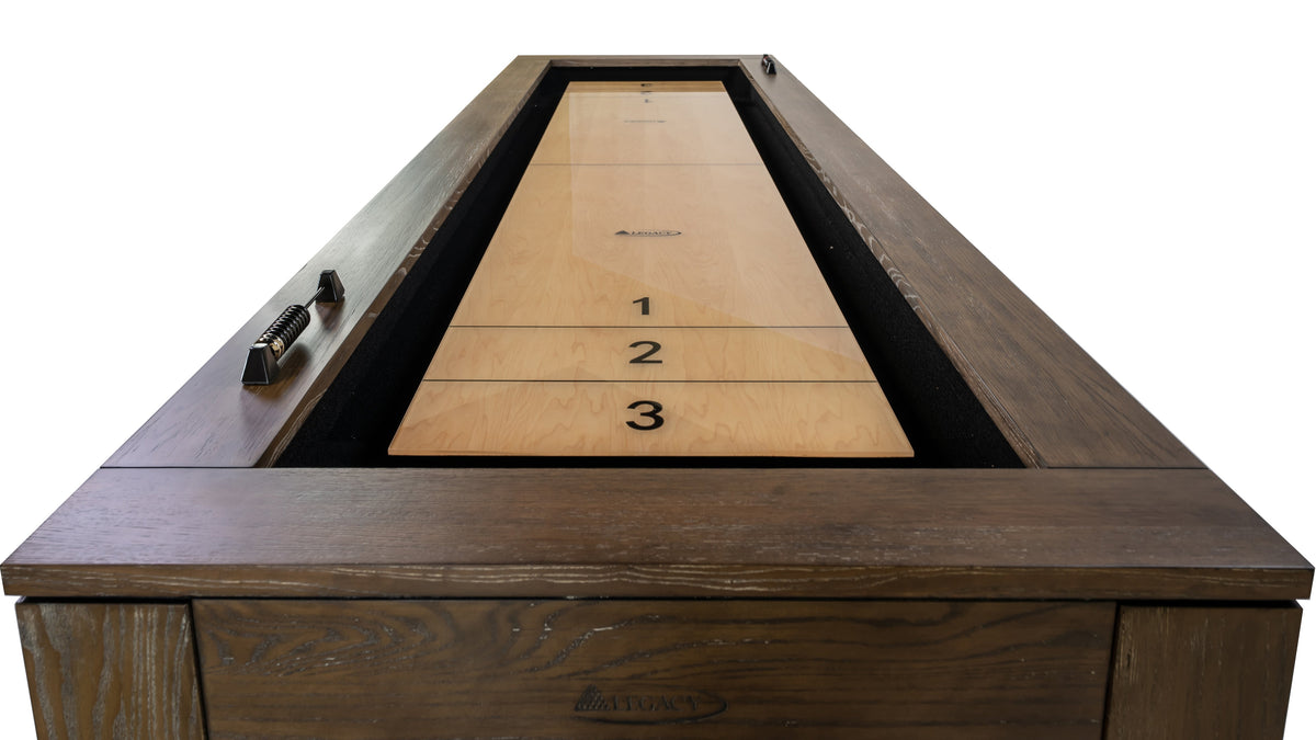 Legacy Baylor 9 ft Shuffleboard Table, Rustic Series detail