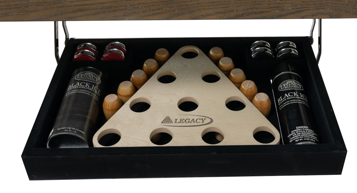 Legacy Baylor 9 ft Shuffleboard Table, Rustic Series detail