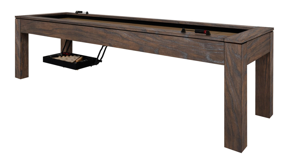 Legacy Baylor 9 ft Shuffleboard Table, Rustic Series in Whiskey Barrel