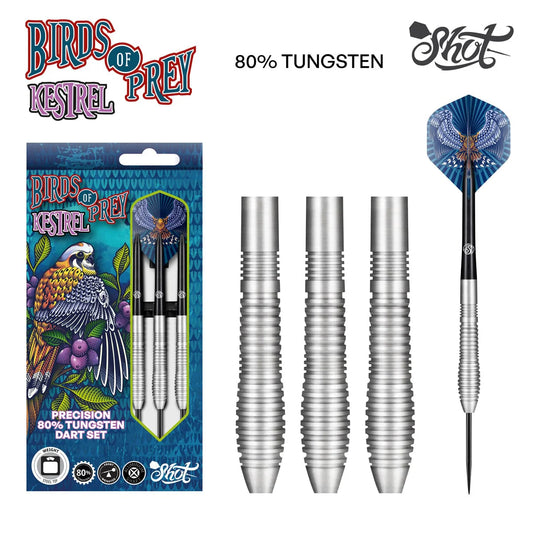 Shot Darts Birds of Prey Kestrel Steel Tip Dart Set - 80% Tungsten