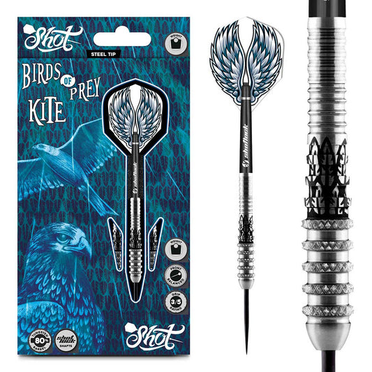 Shot Darts Birds of Prey Kite Steel Tip Dart Set - 80% Tungsten