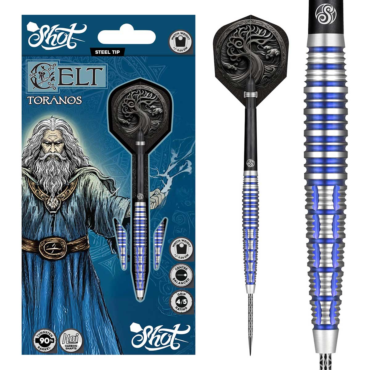 Shot Darts Celt Toranos Steel Tip Dart Set - 90% Tungsten