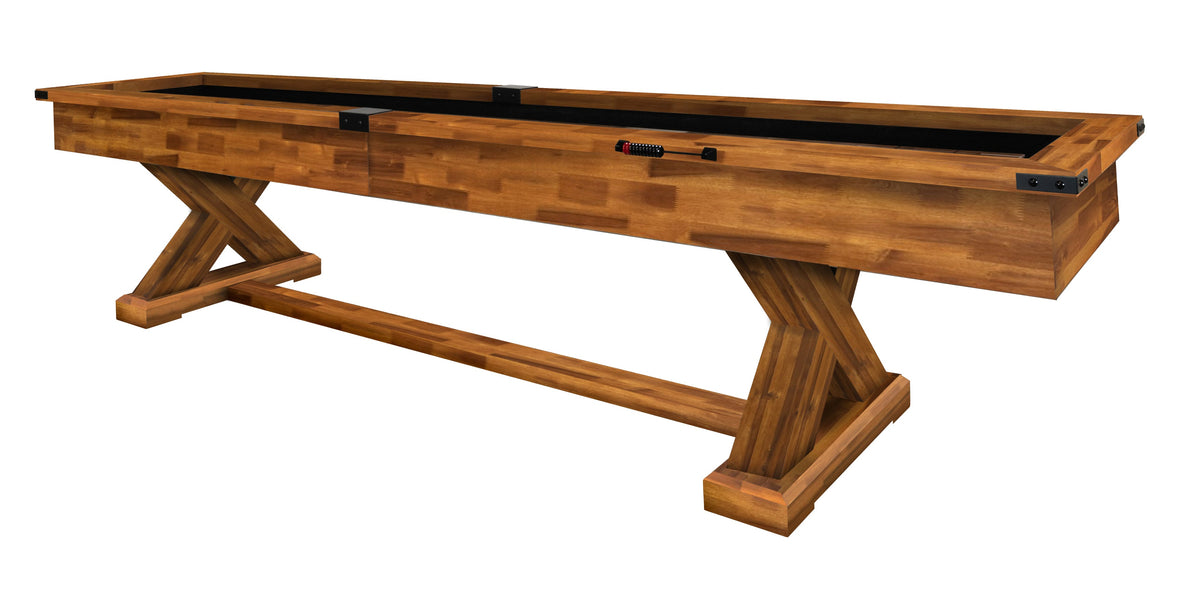 Legacy Cumberland 12 ft Indoor Outdoor Shuffleboard Table in Natural Acacia