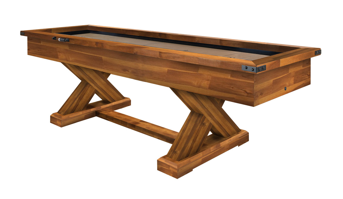Legacy Cumberland 9 ft Indoor Outdoor Shuffleboard Table in Natural Acacia