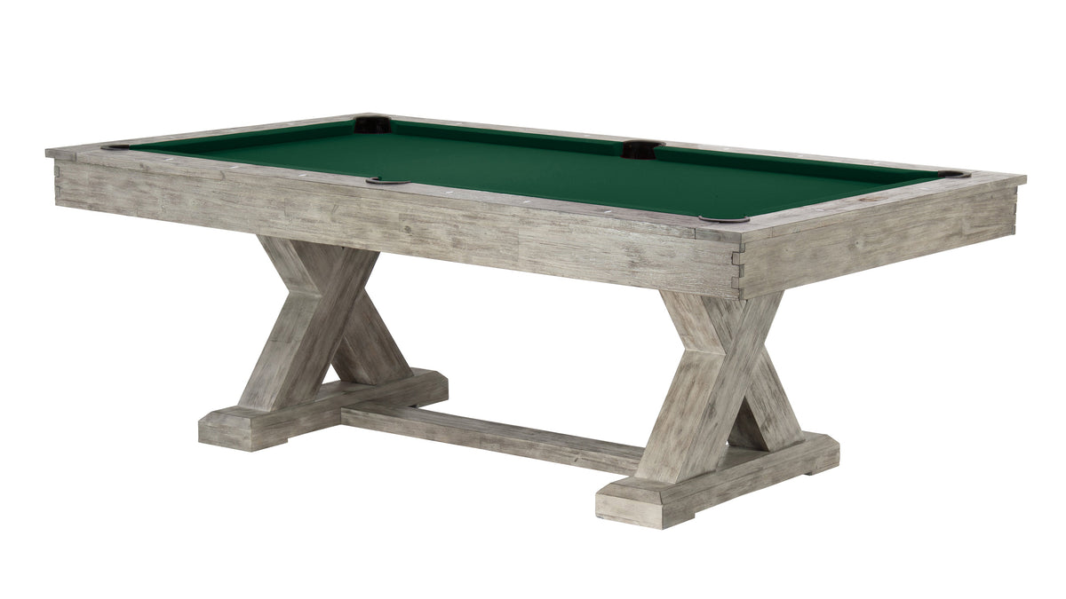 Legacy Cumberland Outdoor Pool Table in Ash Grey with Forest Green outdoor cloth