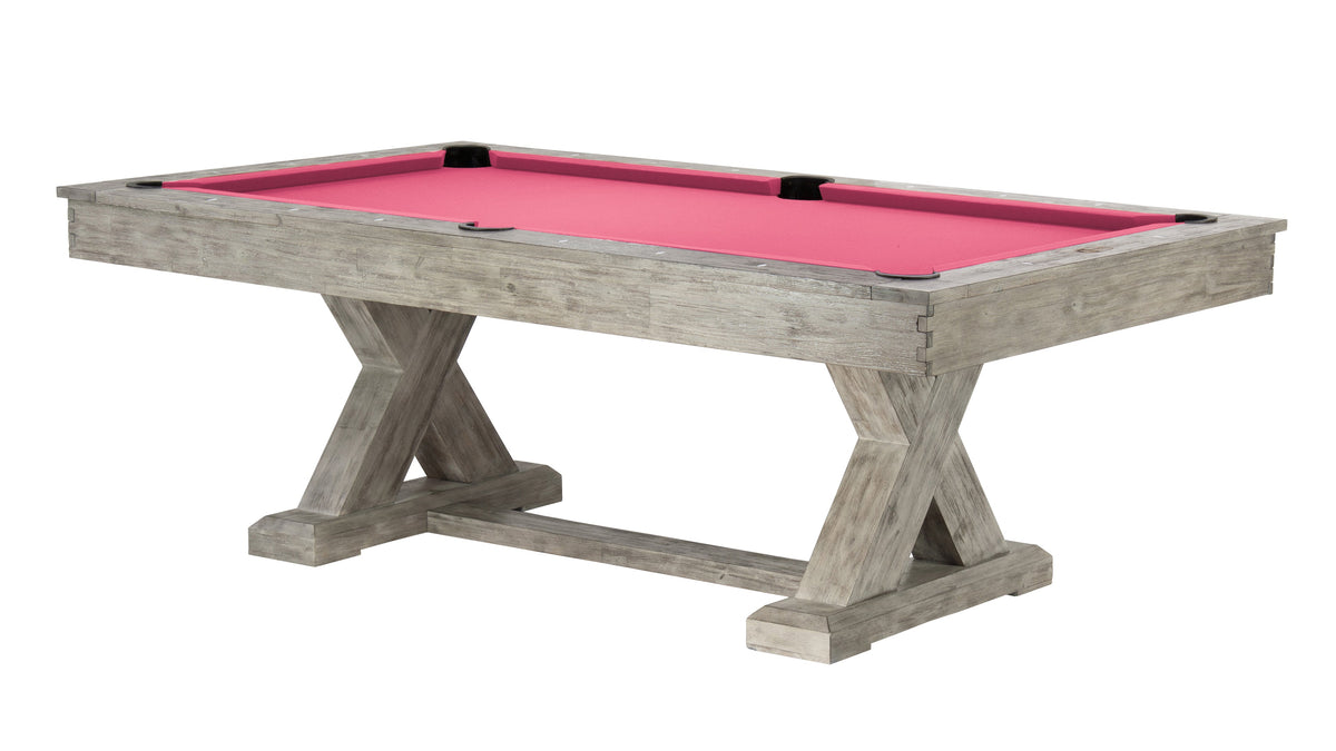 Legacy Cumberland Outdoor Pool Table in Ash Grey with Hot Pink outdoor cloth