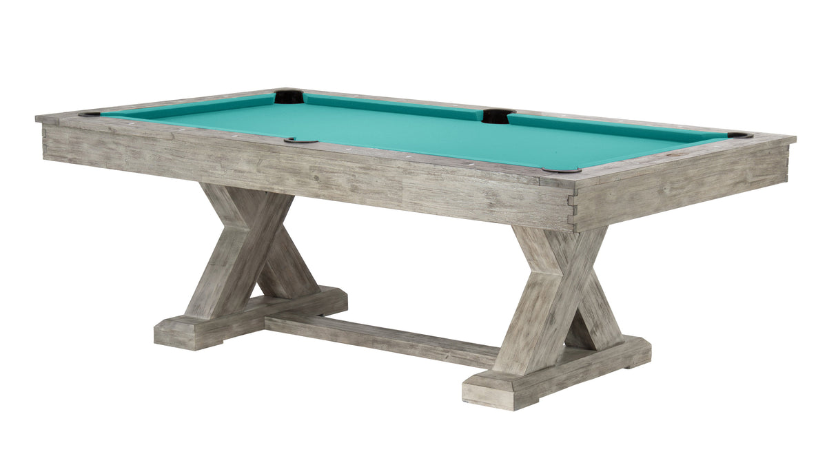 Legacy Cumberland Outdoor Pool Table in Ash Grey with Pool Aqua outdoor cloth