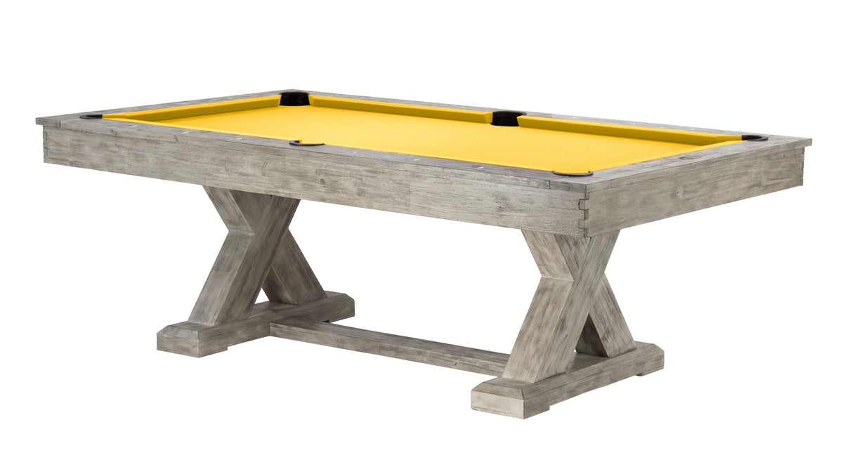 Legacy Cumberland Outdoor Pool Table in Ash Grey with Sunflower outdoor cloth