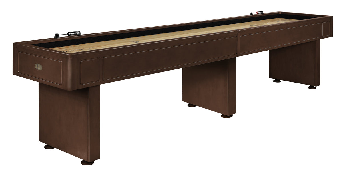 Legacy Elite 12 ft Shuffleboard Table with 20 Inch Wide Playfield in Nutmeg
