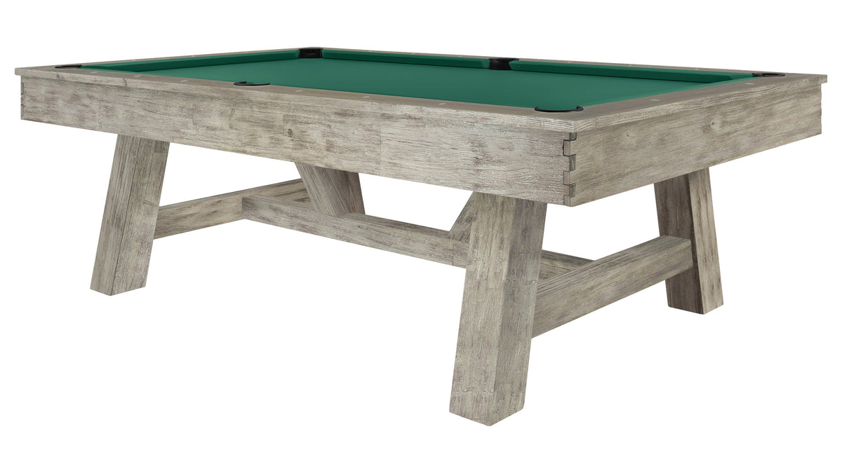 Legacy Emory Outdoor Pool Table in Ash Grey with Forest Green outdoor cloth
