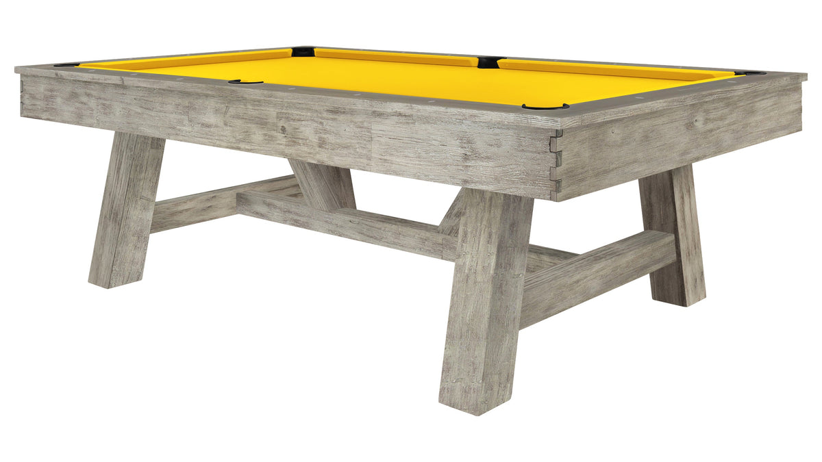 Legacy Emory Outdoor Pool Table in Ash Grey with Sunflower outdoor cloth