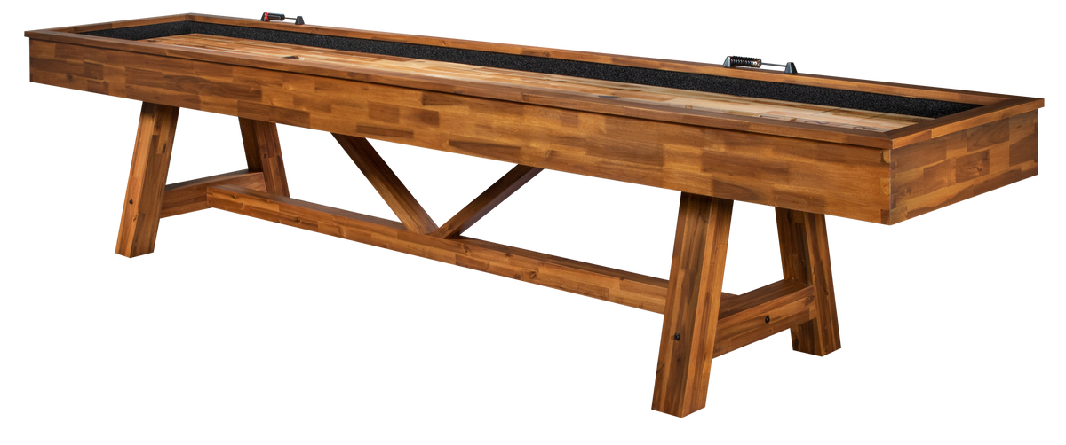 Legacy Emory 12 ft Indoor Outdoor Shuffleboard Table in Natural Acacia
