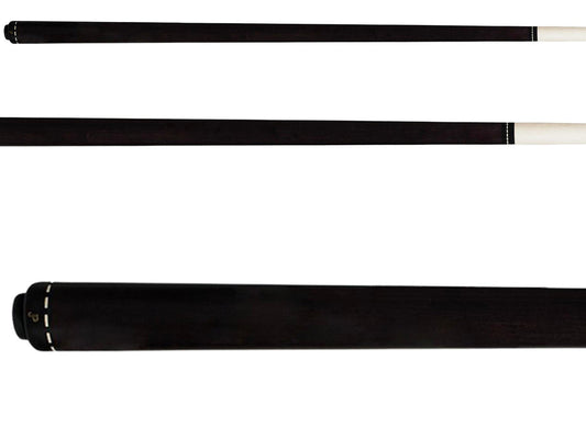 Pechauer JP01-T JP Series cue, three views with wrapless ebony handle