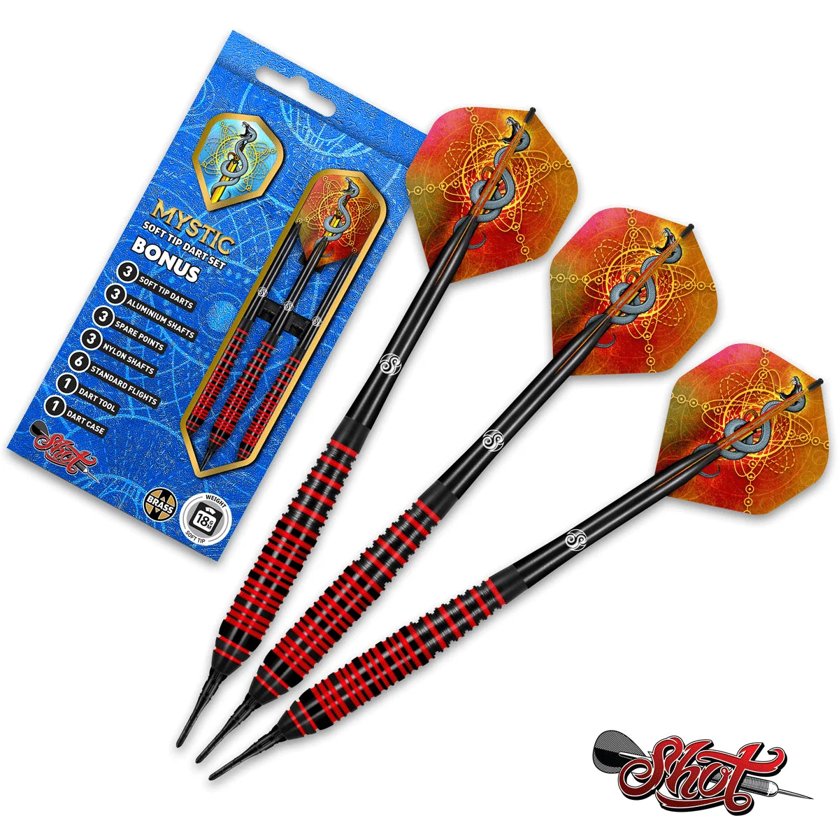 Shot Mystic Soft Tip Darts Set-18 gm