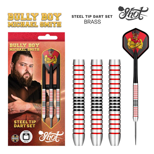 Shot Darts Michael Smith Bully Boy Steel Tip Dart Set - Plated Brass