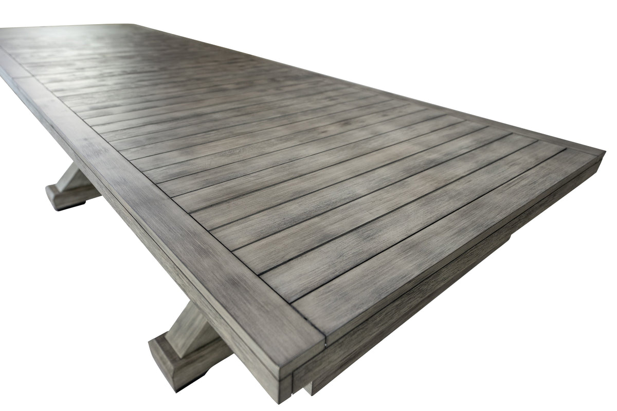 Angle view of the outdoor shuffleboard dining top