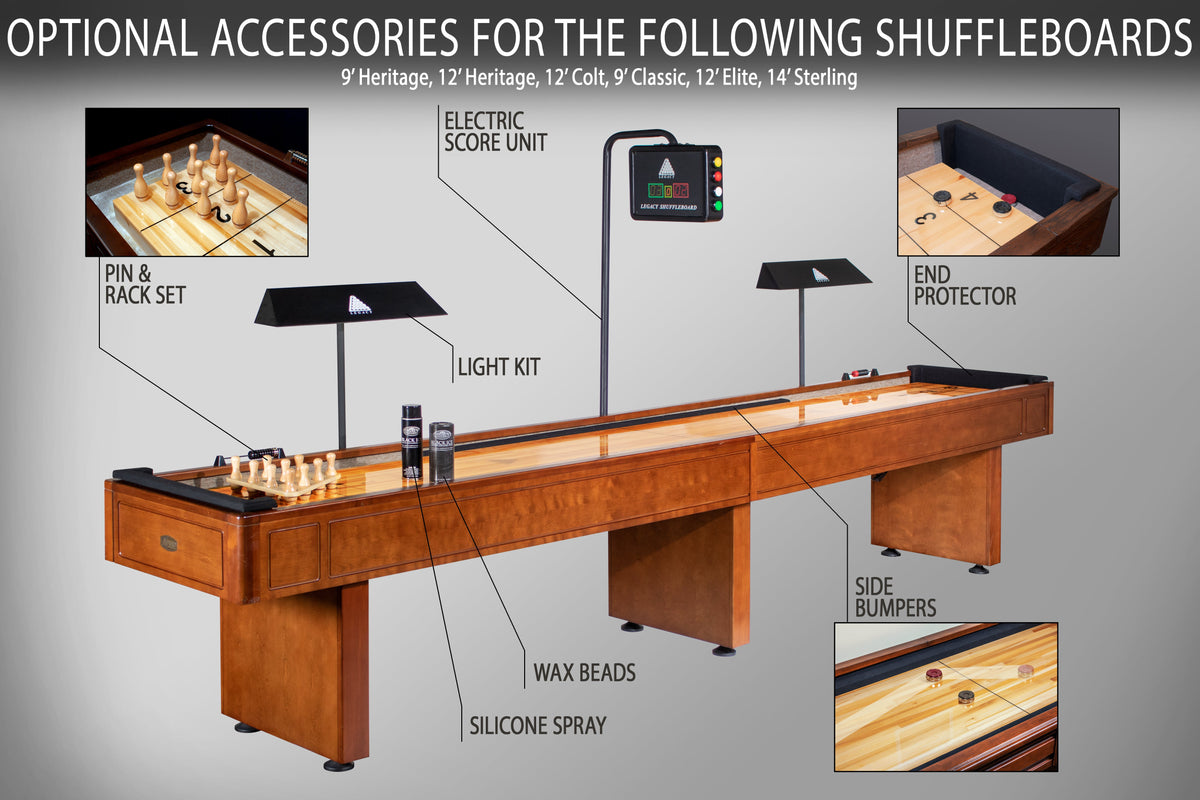 Legacy Elite 12 ft Shuffleboard Table with 20 Inch Wide Playfield detail
