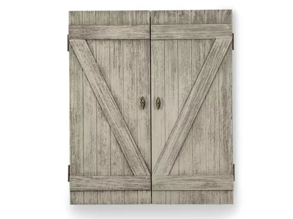 Presidential rustic barndoor gray dartboard cabinet