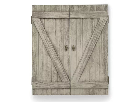 Presidential rustic barndoor gray dartboard cabinet