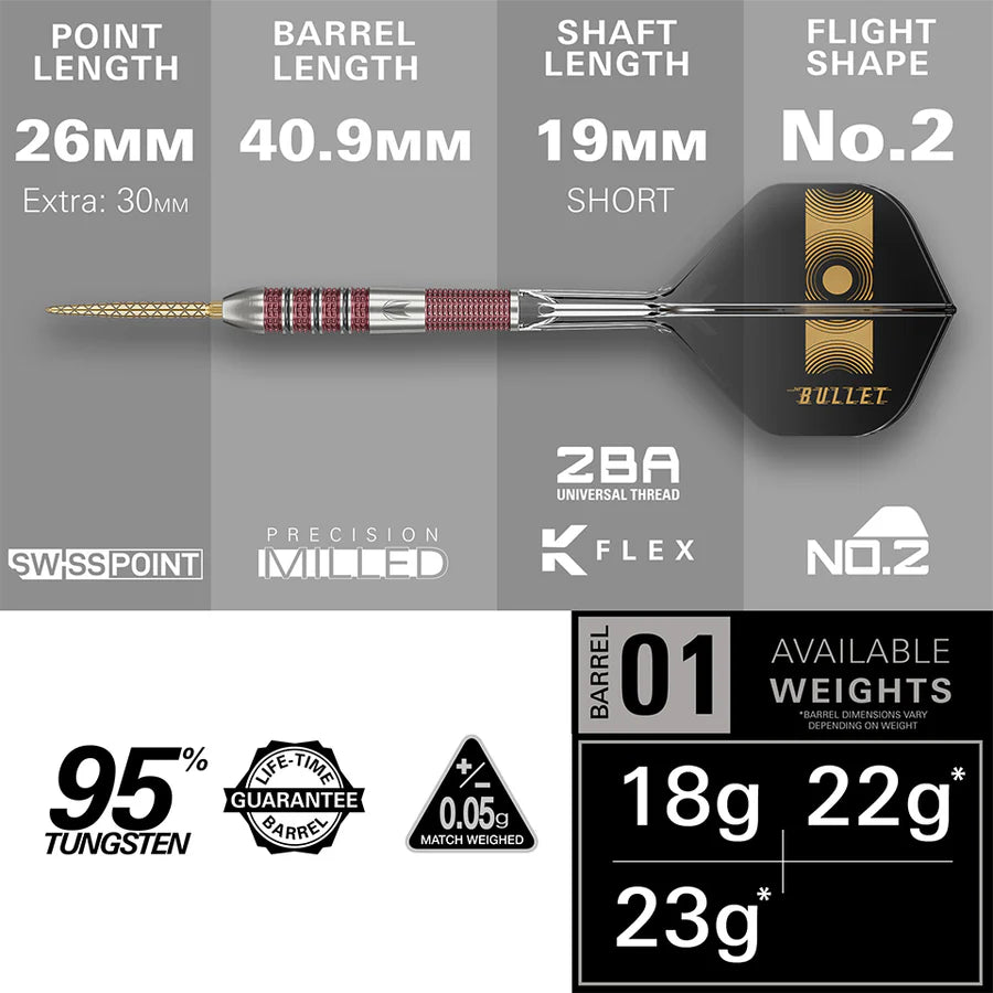 Target Stephen Bunting 95K Swiss Point 95% Tungsten Steel Tip Dart Set