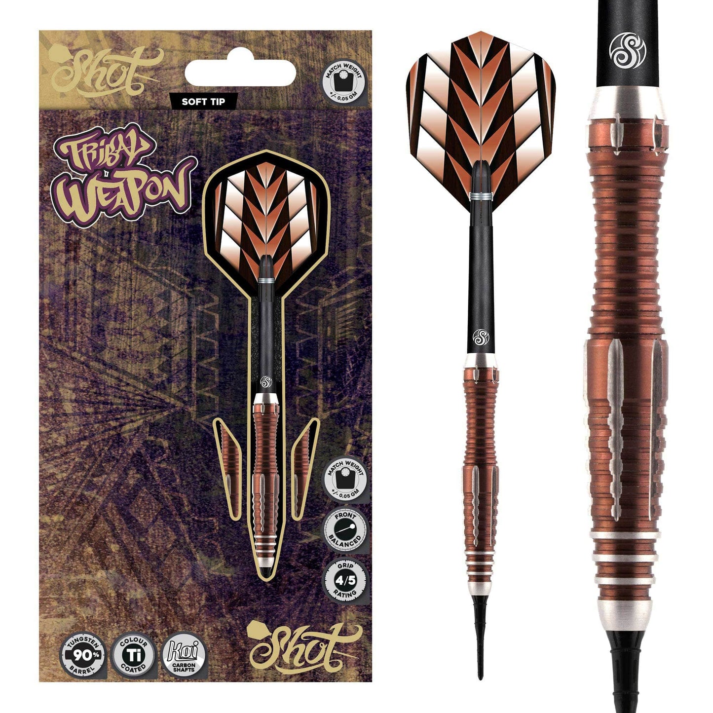 Shot Tribal Weapon 1 Series 90% Tungsten Soft Tip Dart Set