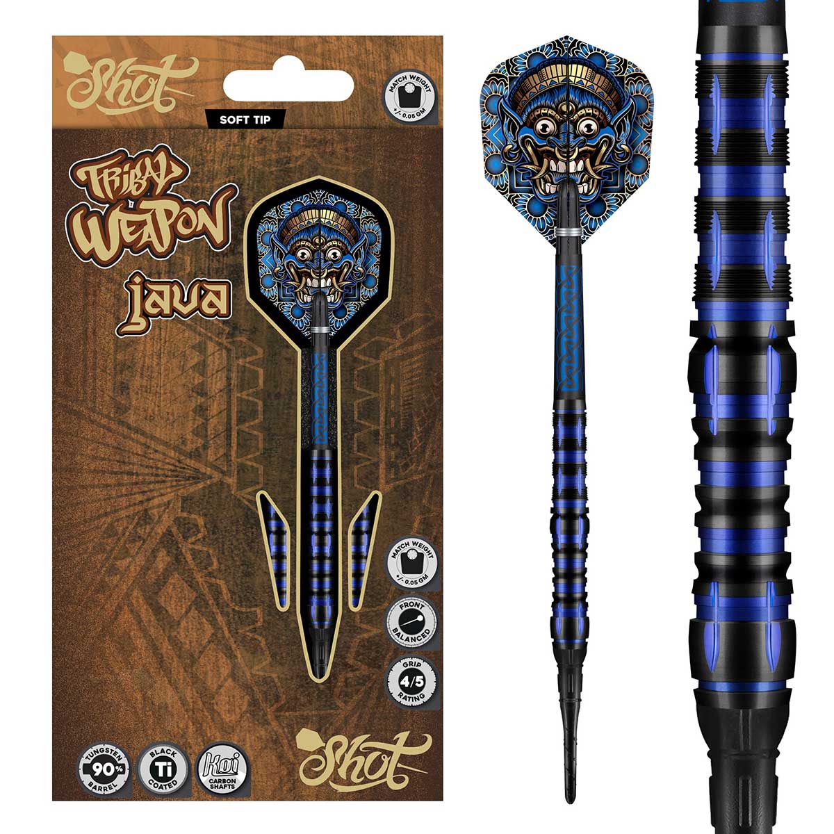 Shot Tribal Weapon Java 90% Tungsten Soft Tip Dart Set
