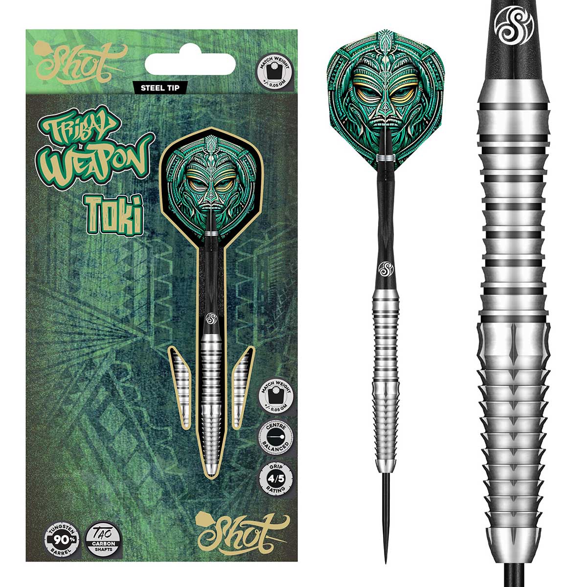 Shot Tribal Weapon Toki 90% Tungsten Steel Tip Dart Set