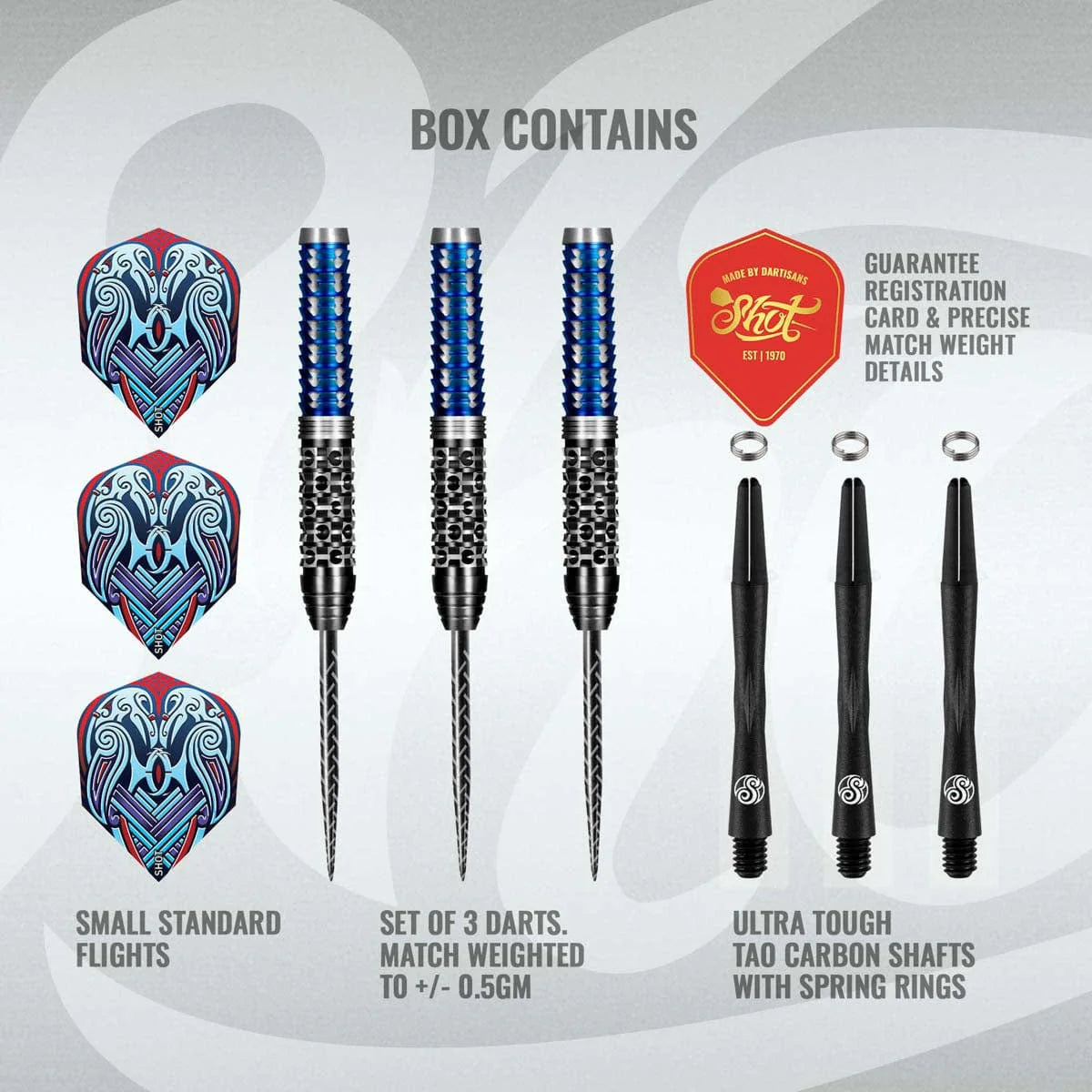 Shot Viking Raven 90% Tungsten Steel Tip Dart Set
