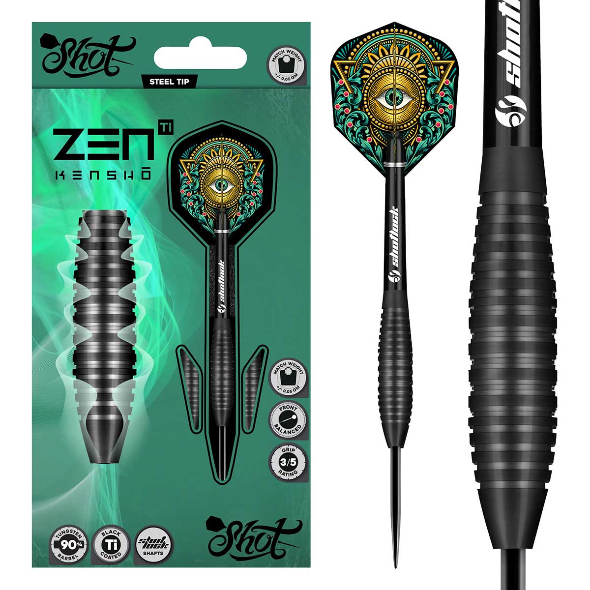 Shot Zen Kensho 90% Tungsten Steel Tip Dart Set