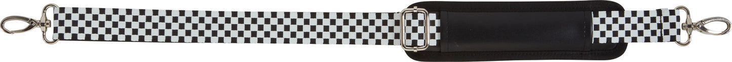 Action pool cue case shoulder strap in black and white checkerboard