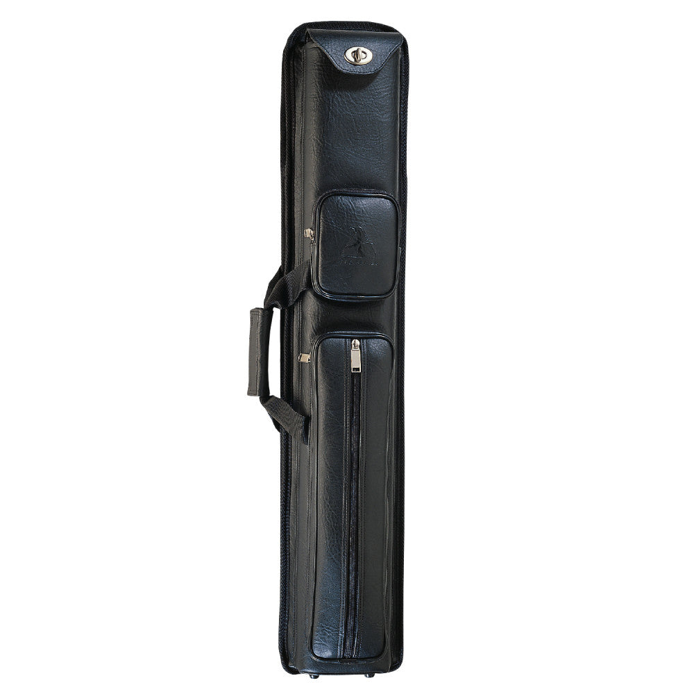 Pro Series PRO-97A 3x5 leatherette hard cue case, full front view with zip pocket