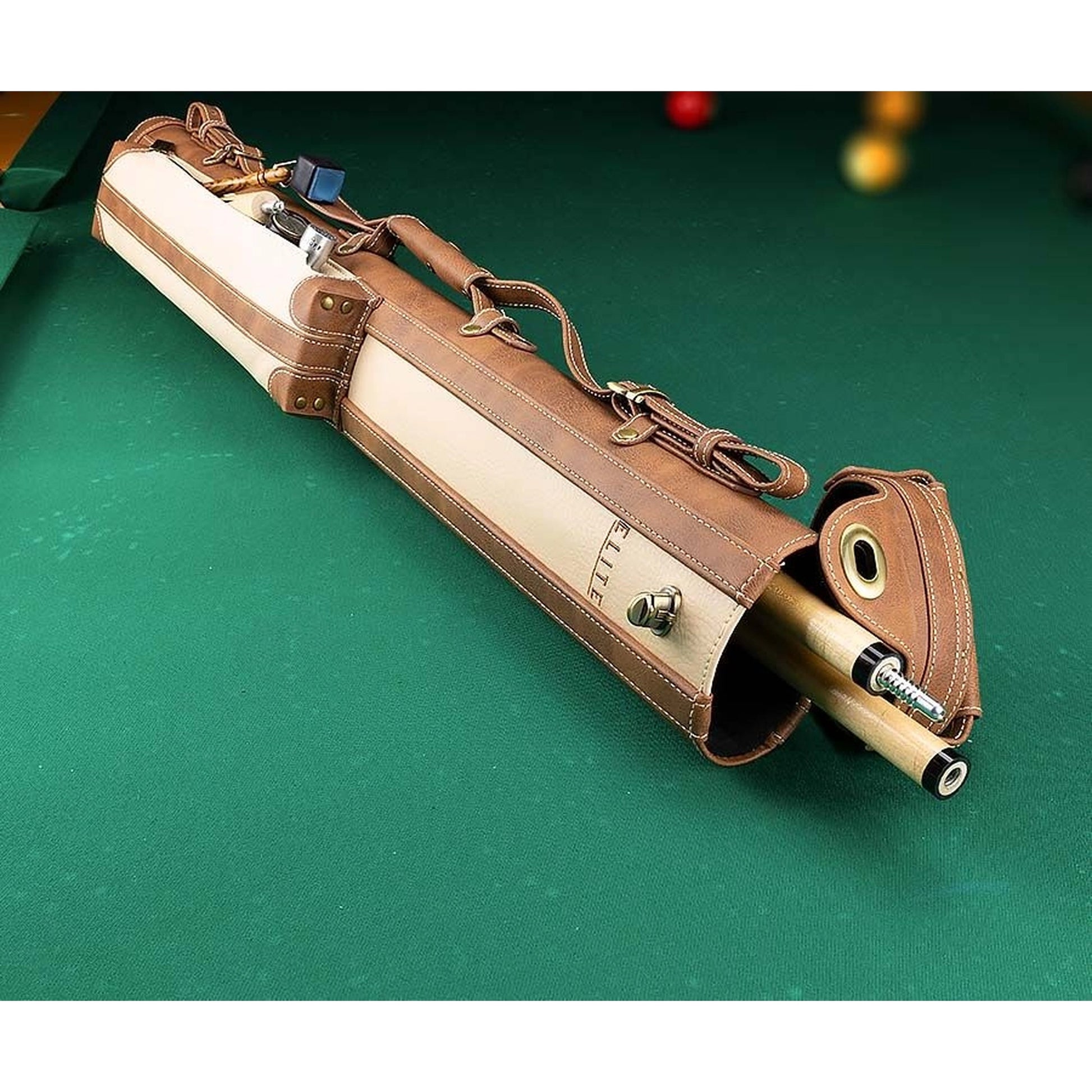 Elite ECV22 cue case fully open showing molded tube interior