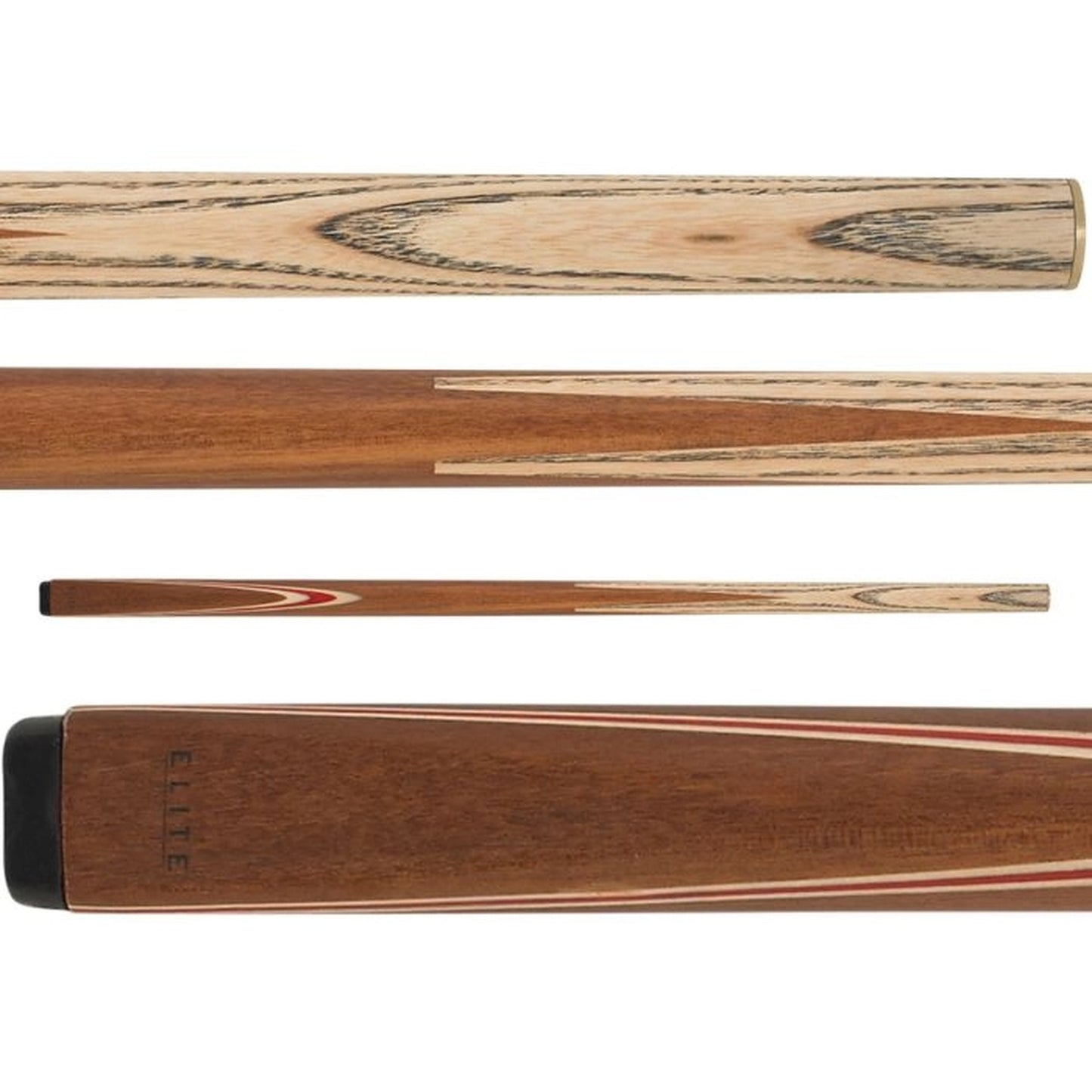 Elite Snooker Cue - Cherry Stain with Red Handle