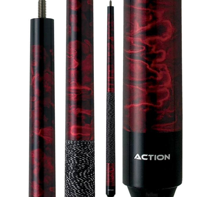 Action JR12 48 inch junior pool cue, burgundy marble