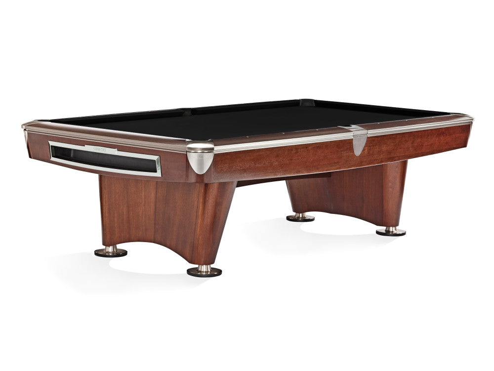 Brunswick Gold Crown VI 9 ft pool table in Mahogany with black cloth