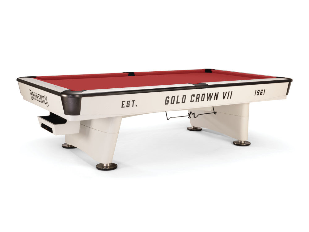 Brunswick Gold Crown VII 9 ft Modern White with Red cloth