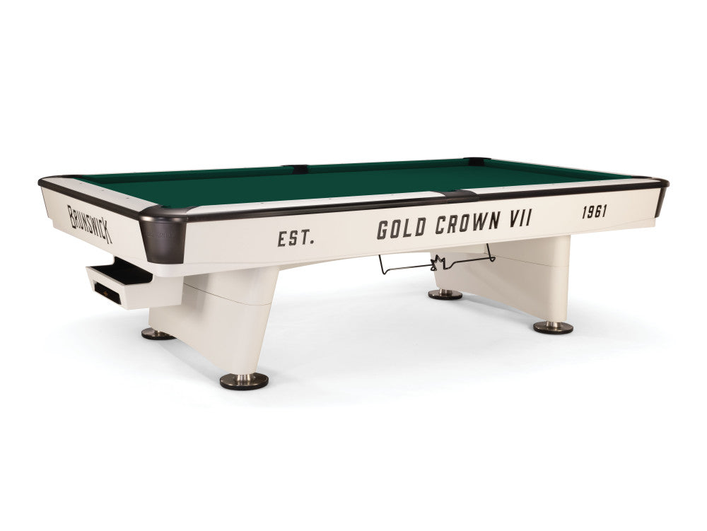 Brunswick Gold Crown VII 9 ft Modern White with Bottle Green cloth