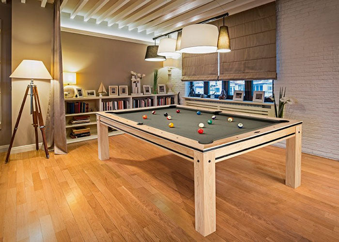 Pool table installed in a home game room