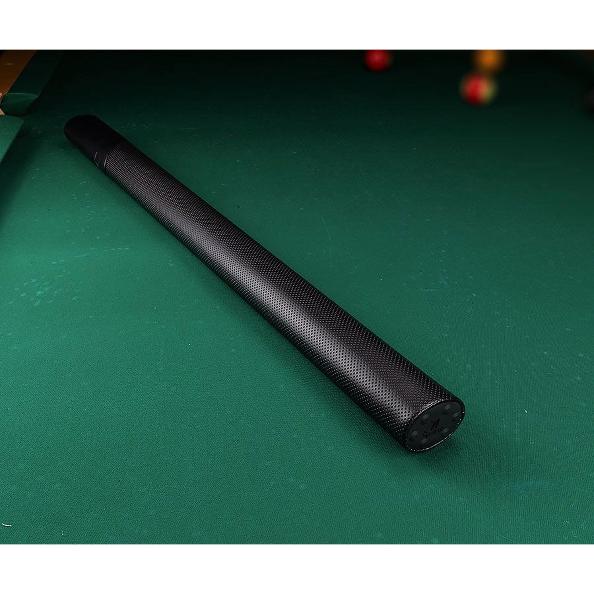 Katana KATC01 1x1 hard cue case closed, full length on a pool table
