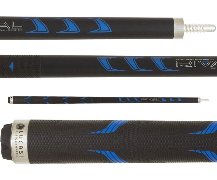 Lucasi Hybrid LHRV21 Pool Cue - Black and Metallic Blue