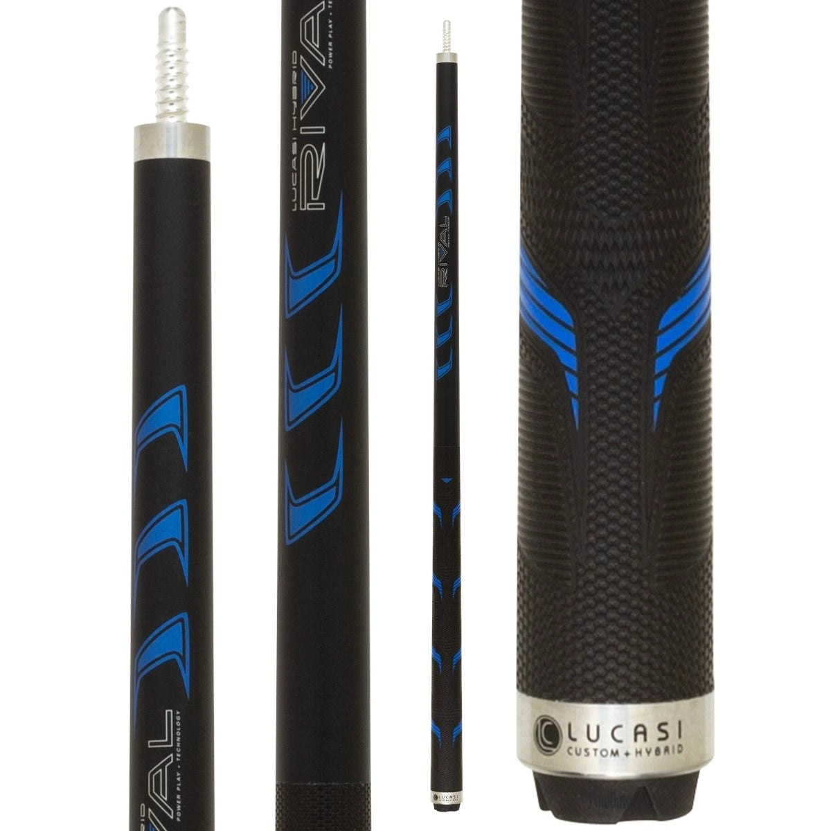 Lucasi Hybrid LHRV21 Pool Cue - Black and Metallic Blue